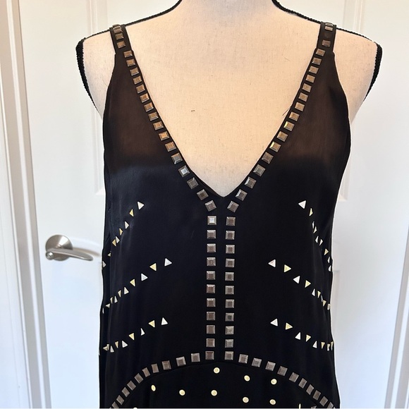 Anthropologie Black Studded Sleeveless Mini Dress | Size XS - Picture 3 of 6